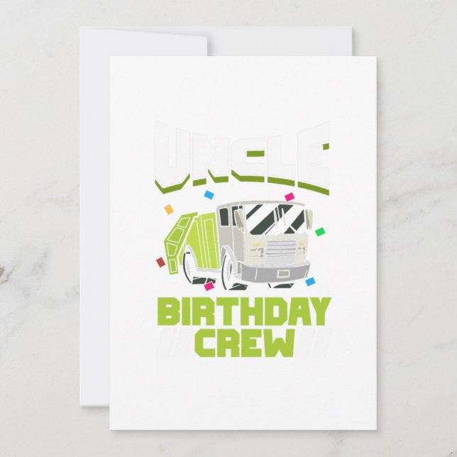 Invitación Camión de basura Fiesta de cumpleaños tío equipo d (Anverso)