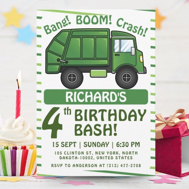 Invitación Camión de basura niño temido Fiesta de basura Cump (Subido por el creador)