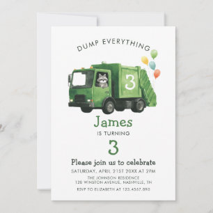 Invitación Camión de basura para tirar todo Cumpleaños de niñ