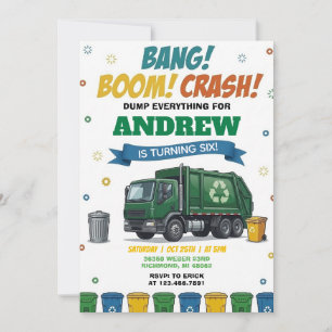 Invitación Camión de Basura Personalizado para Cumpleaños de