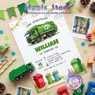Invitación Camión de basura reciclaje Cubo de basura Fiesta d