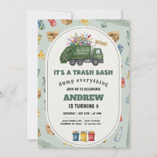Invitación Camión de basura reciclaje personal cumpleaños