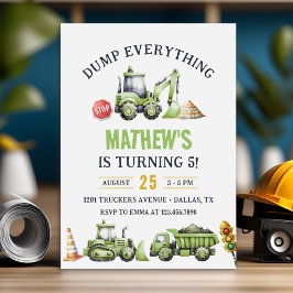Invitación Camión de basurero de construcción excavador quint