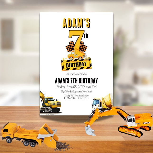 Invitación Camión de basurero de construcción Séptima Fiesta  (Subido por el creador)