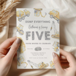 Invitación Camión de basurero de la construcción Fiesta de lo