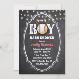 Invitación Camión de béisbol Baby Shower Rustic Chalkboard