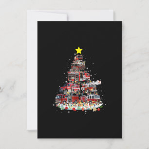 Invitación Camión de bomberos árbol de Navidad Divertidas nav
