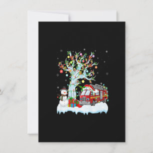 Invitación Camión de bomberos árbol de navidad encendiendo ca