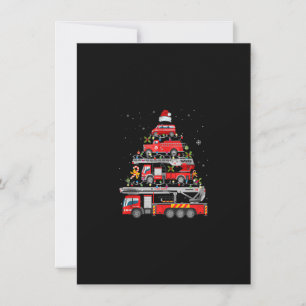 Invitación Camión de bomberos árbol de Navidad enciende Santa