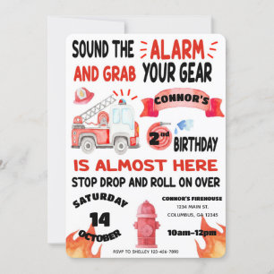 Invitación Camión de bomberos - Bombero - Sonar el cumpleaños