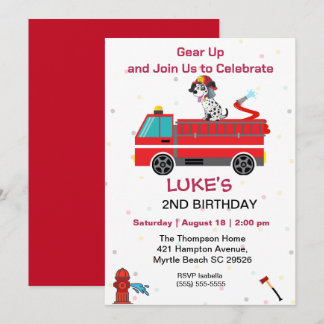 Invitación Camión de bomberos bomberos niños Fiesta de segund