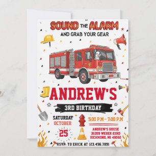 Invitación Camión de bomberos Cumpleaños con imagen personali
