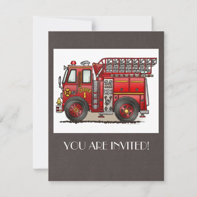 Invitación Camión de bomberos de carga (Anverso)