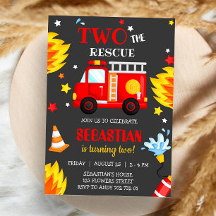 Invitación Camión de bomberos de rescate cumpleaños 2