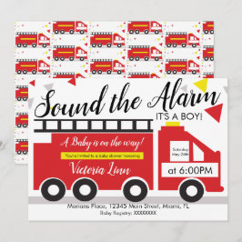 Invitación Camión de bomberos lindo vehículo baby shower conf