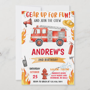 Invitación Camión de bomberos personalizado Cumpleaños con im