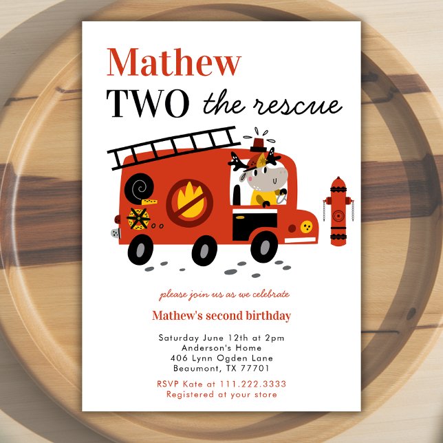 Invitación Camión de Bomberos Rojo Dos Al Rescate Cumpleaños  (Subido por el creador)