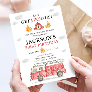 Invitación Camión de bomberos Vamos a encender al niño Cumple