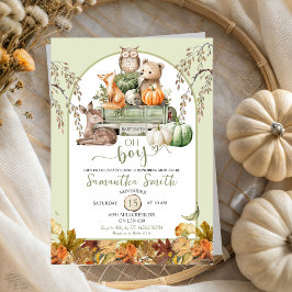 Invitación Camión de calabaza Animales de Woodland Oh Boy Bab