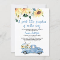 Camión de calabaza azul girasol Baby Shower