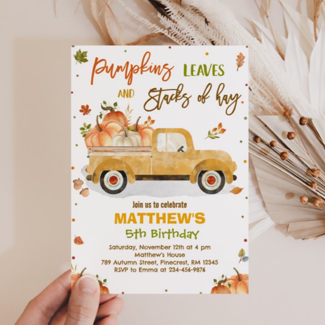 Invitación Camión de calabaza Fiesta de cumpleaños Día de la  (Subido por el creador)