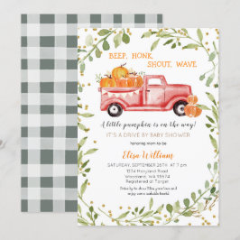 Invitación Camión de calabaza roja de otoño de Baby Shower