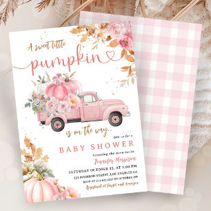 Invitación Camión de calabaza rosa Chica de Baby Shower Littl