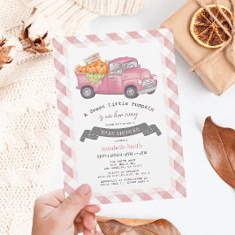 Invitación Camión de calabaza rosa Chica de Gingham Baby Show