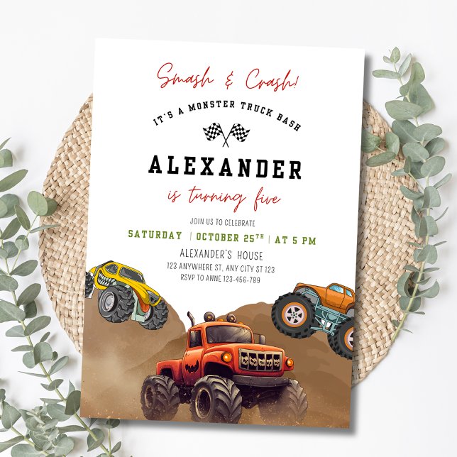 Invitación Camión de chicos de carreras de cumpleaños de apla (Subido por el creador)