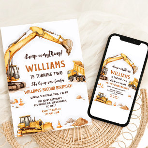 Invitación Camión de Construcción 3er Cumpleaños