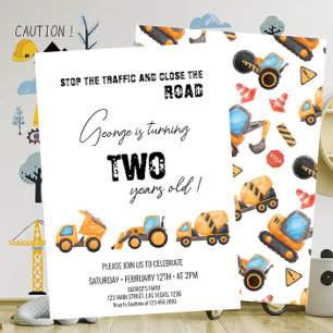 Invitación Camión de Construcción Cumpleaños cualquier edad 