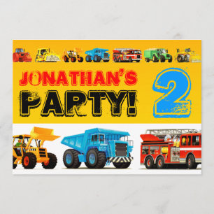 Invitación Camión de construcción de Fiesta de cumpleaños de 