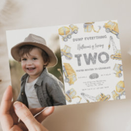 Invitación Camión de construcción dos Fiestas de cumpleaños