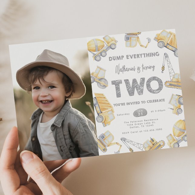 Invitación Camión de construcción dos Fiestas de cumpleaños (Subido por el creador)