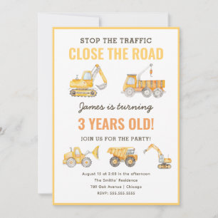 Invitación Camión de construcción Niños Fiesta de cumpleaños