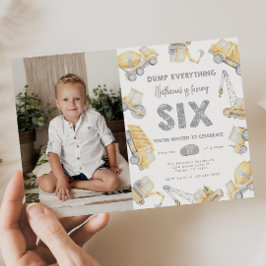 Invitación Camión de construcción SEIS Fiesta de cumpleaños 6