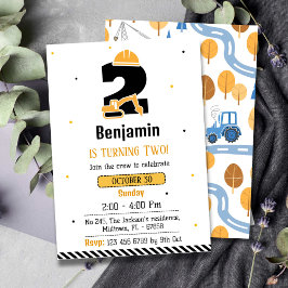 Invitación Camión de construcción simple lindo niños de 2º cu