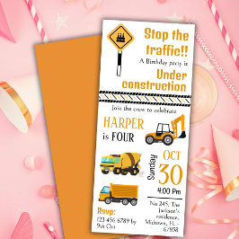Invitación Camión de construcción simple lindo niños de 4 año