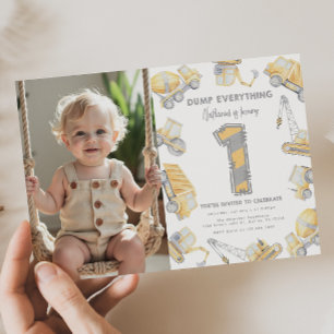 Invitación Camión de construcción UN Fiesta de cumpleaños