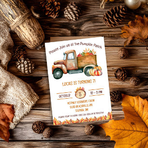 Invitación Camión de cosecha de otoño, parcela de calabazas, 