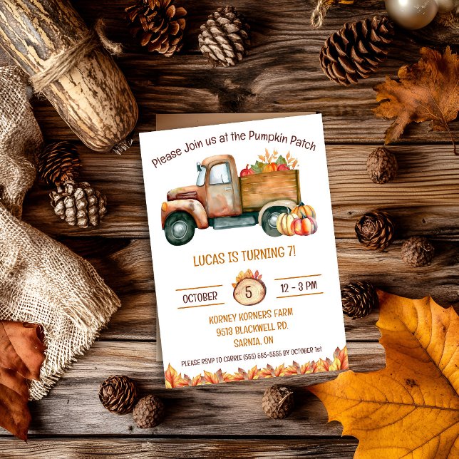 Invitación Camión de cosecha de otoño, parcela de calabazas,  (Subido por el creador)
