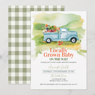 Invitación Camión de crecimiento local Baby Shower género neu