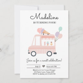 Invitación Camión de Crema de Hielo Invite a Coop Rosa