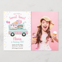 Camión de crema de hielo, tiempo dulce, Chica rosa