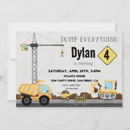 Invitación Camión de cumpleaños de construcción