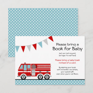 Invitación Camión de fuego Polka Dot Baby Shower trae un libr