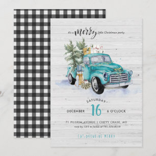 Invitación Camión de Granja Rústica Fiesta de Navidad