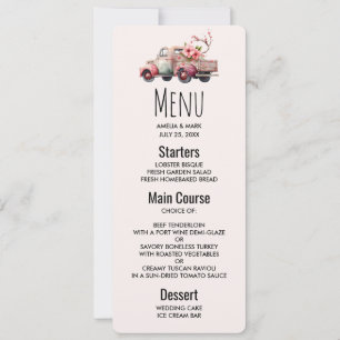 Invitación Camión de granjero de cosecha rosa