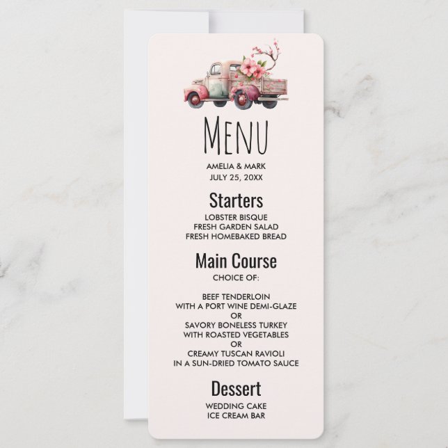 Invitación Camión de granjero de cosecha rosa (Anverso)