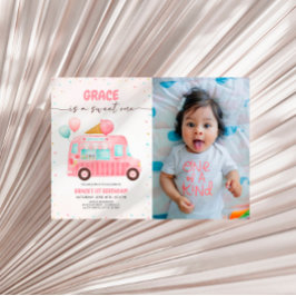 Invitación Camión de helado aquí es la foto de cumpleaños de